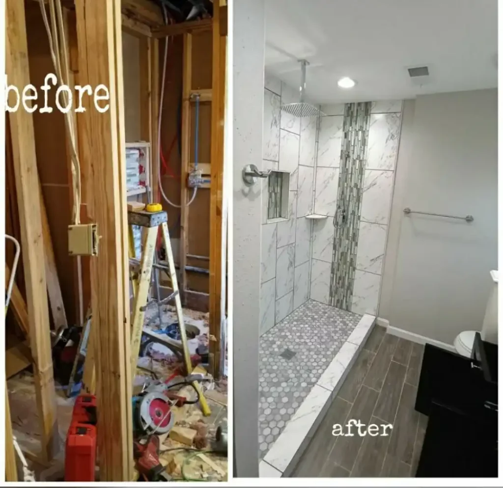 process of remodeling bathroom